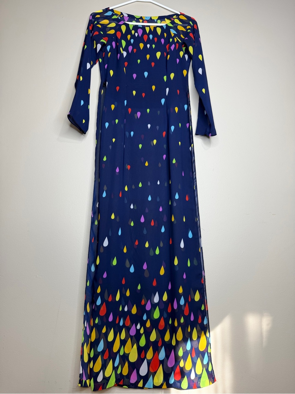 Handmade Vietnamese Ao dai blue ( chest 88cm, waist 74cm) zip closure no pants